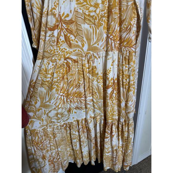 BOHOME Collection Women's Dress XS Maxi Marigold White Tropical Resort Peasant - Picture 8 of 11